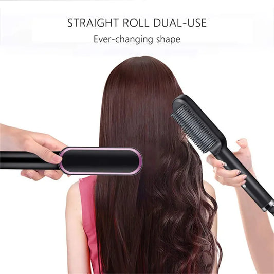 2-in-1 Ionic Hair Straightener Brush